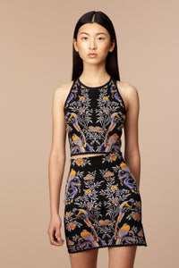 Alessia Bird Mini Skirt in Black