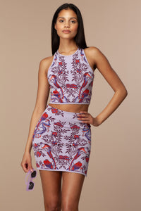 Alessia Bird Jacquard Top in Pastel Lilac