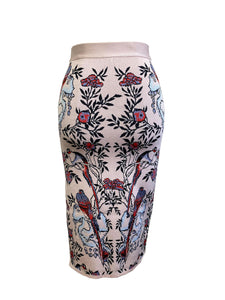 Anna Bird Jacquard Skirt in Nude - VIAVAI FASHION 