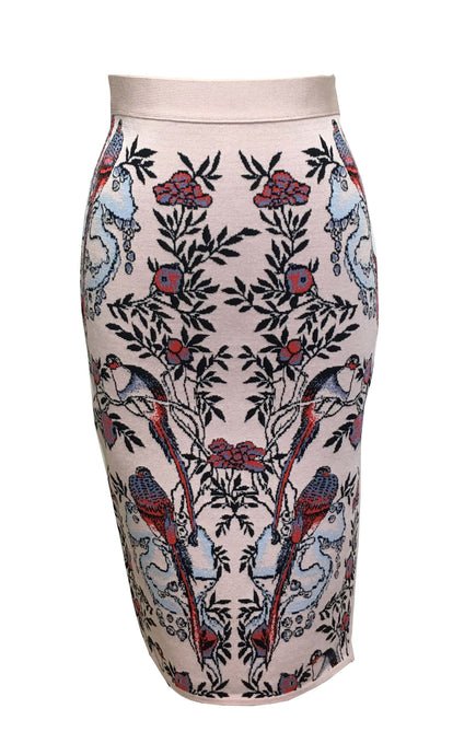 Anna Bird Jacquard Skirt in Nude - VIAVAI FASHION 